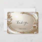 Golden Ornate Frame with Pearls Thank You Card サンキューカード (正面)