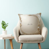 Golden Ornate Frame with Pearls Throw Pillow クッション (椅子)