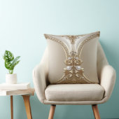 Golden Ornate Frame with Pearls Throw Pillow クッション (椅子)