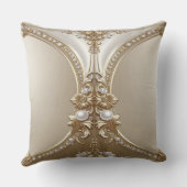 Golden Ornate Frame with Pearls Throw Pillow クッション (裏面)