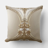 Golden Ornate Frame with Pearls Throw Pillow クッション (正面)