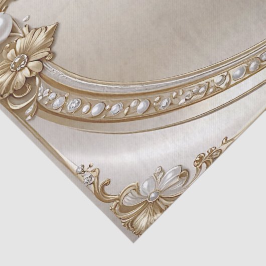 Golden Ornate Frame with Pearls Tissue Paper 薄葉紙 (詳細)