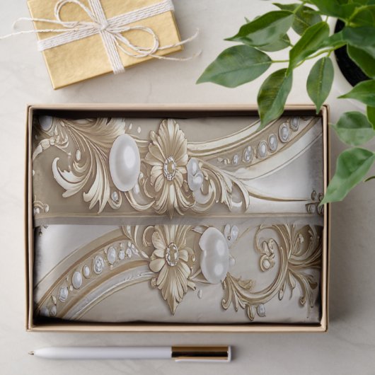 Golden Ornate Frame with Pearls Tissue Paper 薄葉紙 (ギフト)