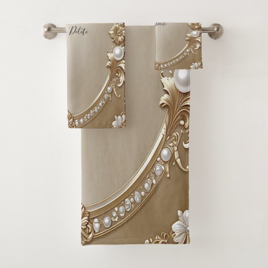Golden Ornate Frame with Pearls Towel Set バスタオルセット (インサイチュ)