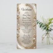 Golden Ornate Frame with Pearls Wedding Program プログラム (スタンド正面)