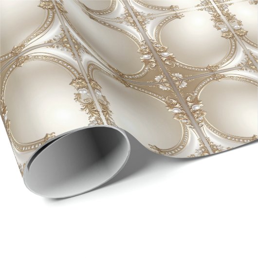 Golden Ornate Frame with Pearls Wrapping Paper ラッピングペーパー (ロールコーナー)