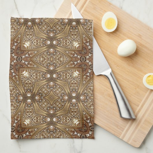 Golden Ornate Kitchen Towel キッチンタオル (四つ折り)