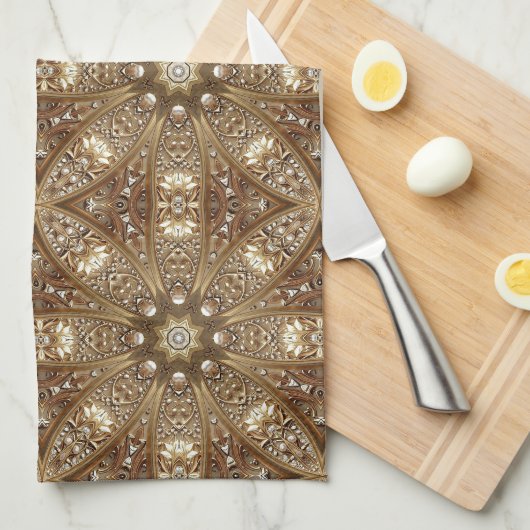 Golden Ornate Kitchen Towel キッチンタオル (四つ折り)
