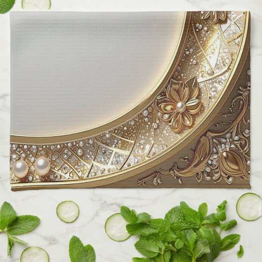 Golden Ornate Kitchen Towel キッチンタオル (折り畳み)