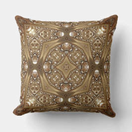 Golden Ornate Throw Pillow クッション