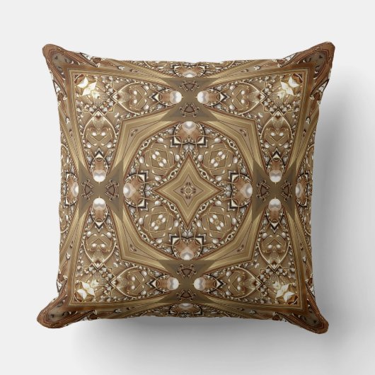 Golden Ornate Throw Pillow クッション (正面)