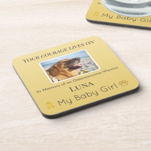 Golden Osteosarcoma Pet Memory Tribute コースター (左側)