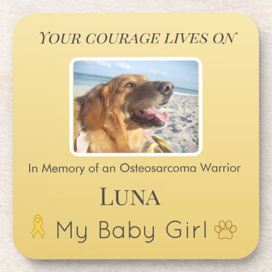 Golden Osteosarcoma Pet Memory Tribute コースター (正面)