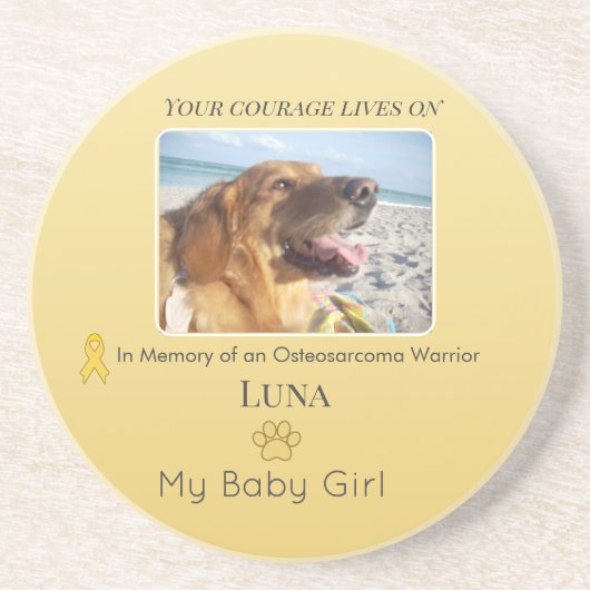 Golden Osteosarcoma Round Pet Tribute コースター (正面)