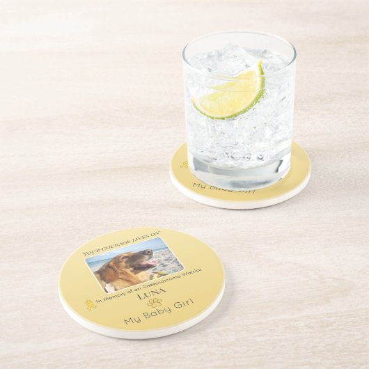 Golden Osteosarcoma Round Pet Tribute コースター (側面)