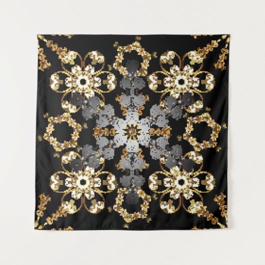 Golden outline floral decor. Eastern style element タペストリー (正面)