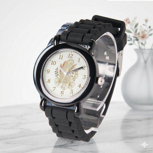 Golden Paisley Boho Art Elegant Monogram Wedding  腕時計