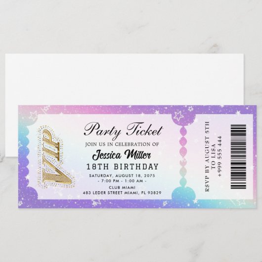 Golden Party Ticket Invitation 招待状 (正面/裏面)