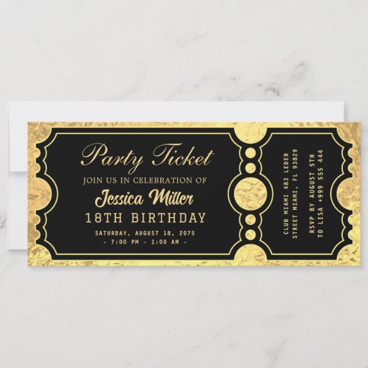 Golden Party Ticket Invitation 招待状 (正面)