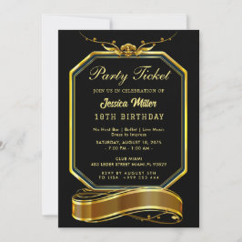 Golden Party Ticket Invitation 招待状