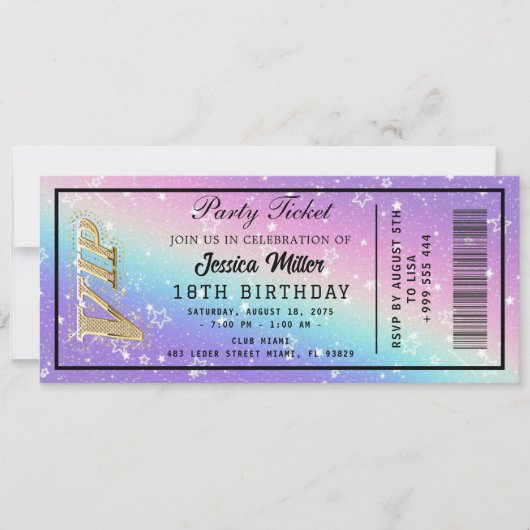 Golden Party Ticket Invitation 招待状 (正面)