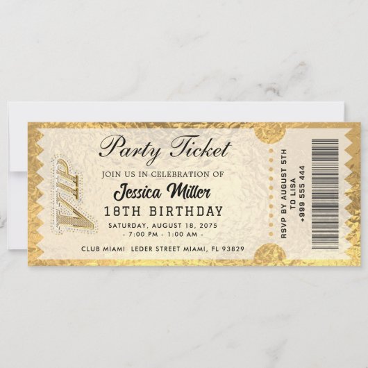Golden Party Ticket Invitation 招待状 (正面)