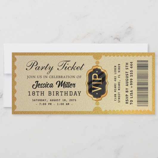 Golden Party Ticket Invitation 招待状 (正面)