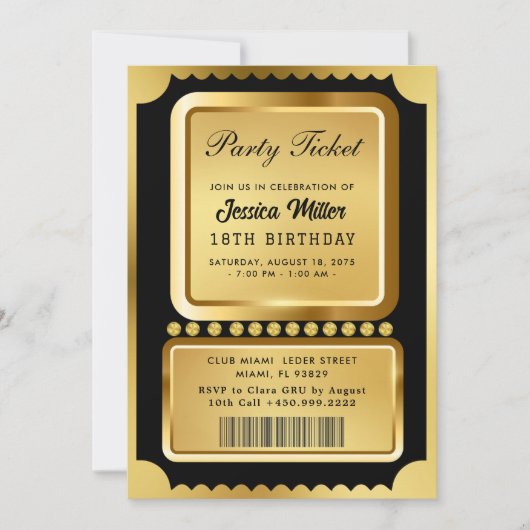 Golden Party Ticket Invitation 招待状 (正面)