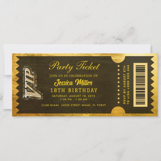 Golden Party Ticket Invitation 招待状 (正面)