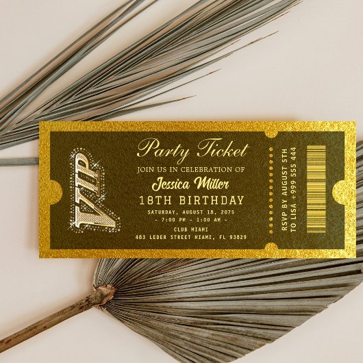 Golden Party Ticket Invitation 招待状