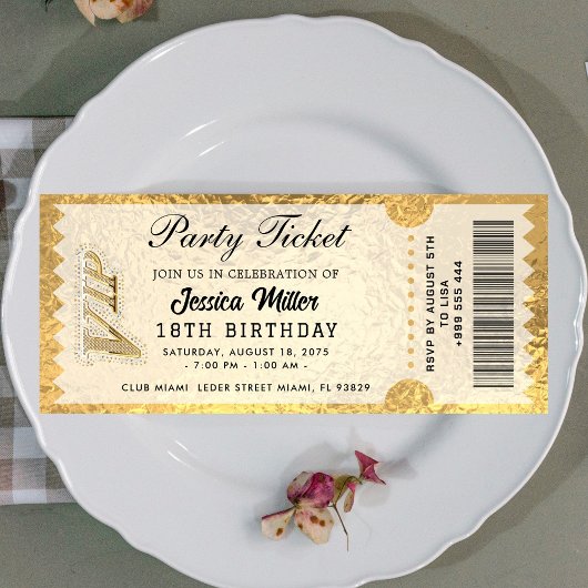 Golden Party Ticket Invitation 招待状