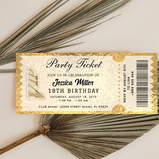 Golden Party Ticket Invitation 招待状