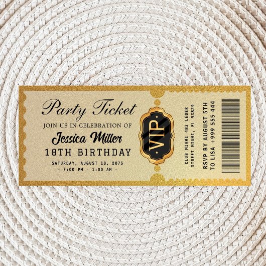 Golden Party Ticket Invitation 招待状