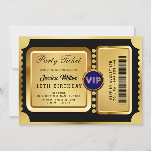 Golden Party Ticket Invitation 招待状 (正面)