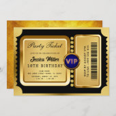 Golden Party Ticket Invitation 招待状 (正面/裏面)