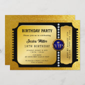 Golden Party Ticket Invitation 招待状 (正面/裏面)