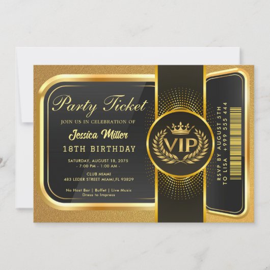 Golden Party Ticket Invitation 招待状 (正面)