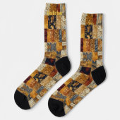 Golden Patchwork Art Socks – Custom Elegant Design ソックス (左)