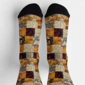 Golden Patchwork Art Socks – Custom Elegant Design ソックス (上部)