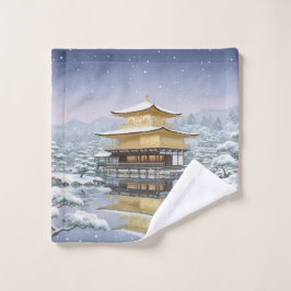 Golden Pavilion in Snow: White Cat & Kinkaku-ji  ウォッシュタオル