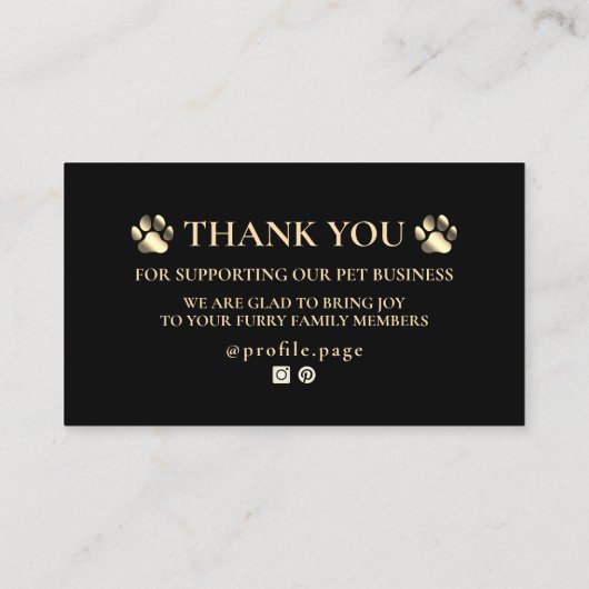 Golden paw pet Thank you 名刺 (裏面)