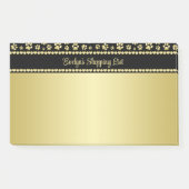 Golden Paw Prints on Black with Custom Name ポストイット (正面)