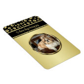 Golden Paw Prints on Black with Custom Name マグネット (右側)