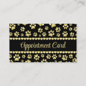 Golden Paw Prints on Black with Custom Name 予約カード (正面)