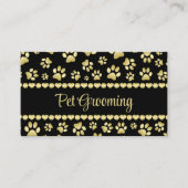 Golden Paw Prints on Black with Custom Name 名刺 (正面)