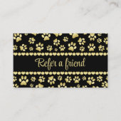 Golden Paw Prints on Black with Custom Name 紹介カード (正面)