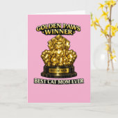 Golden Paws Award Funny Mother’s Day Card for Cat  カード (黄色い花)