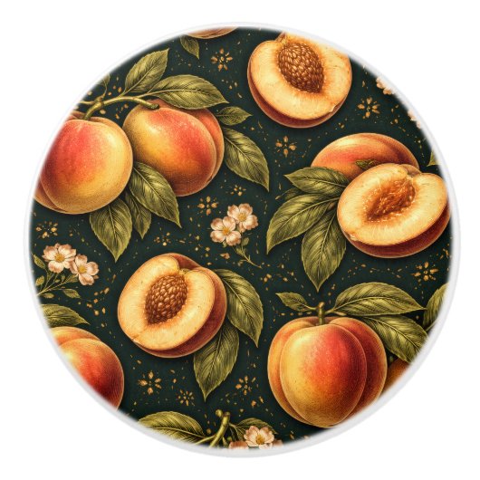 Golden Peach Botanical Drawer Knob セラミックノブ (正面)