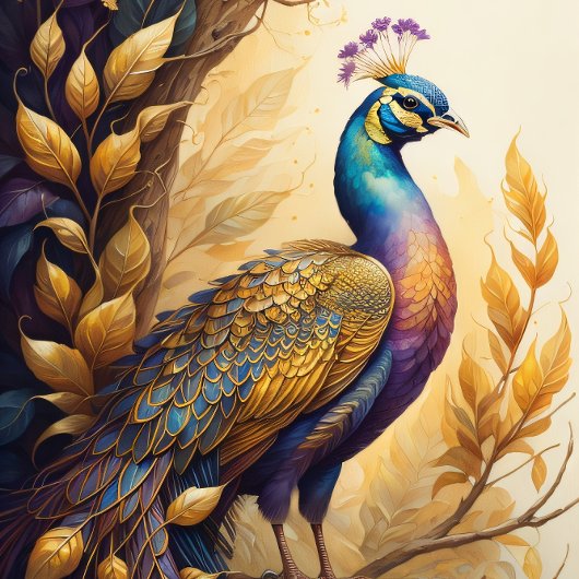 Golden peacock in a golden forest v3 薄葉紙