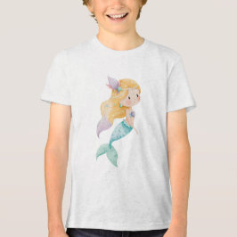 Golden Pearl Mermaid Illustration トライブレンドTシャツ